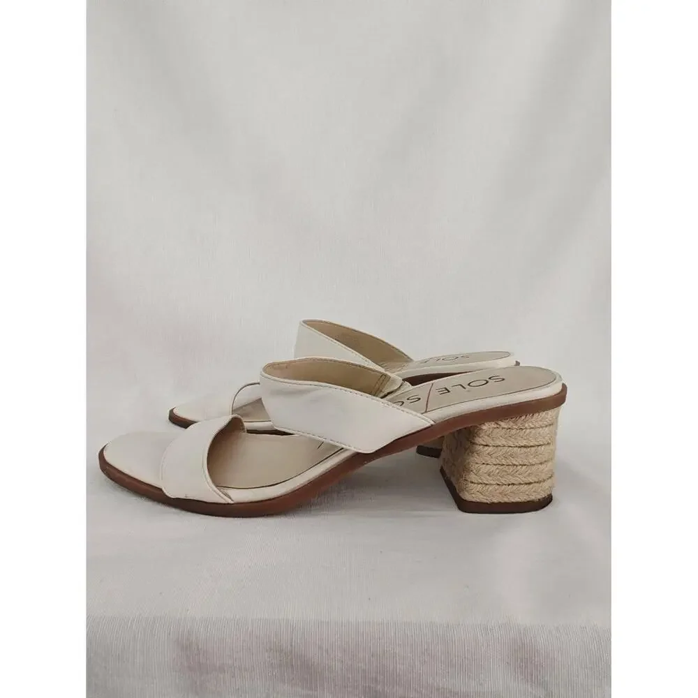 Sole Society LUNESPA Block Heel Sandals Two Strap Vegan Leather Jute Double 8.5‎